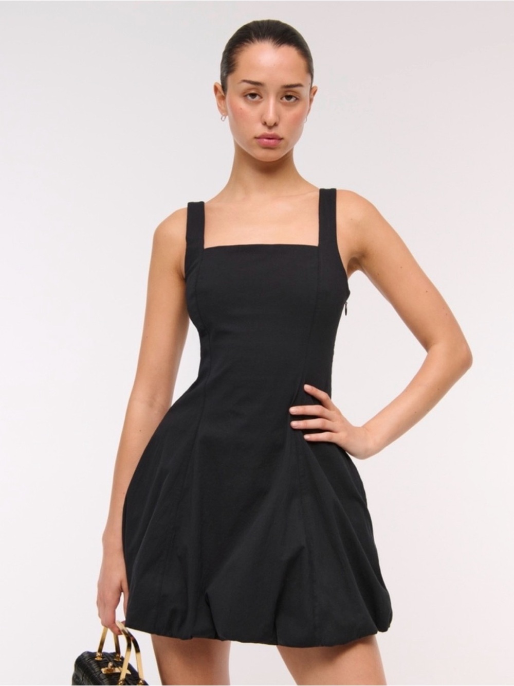 NWT! Abercrombie & Fitch Mila Black Bubble Hem Mini Dress Size XL